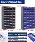 Heavy Duty Steel Parts Cabinet With Fifty Two Smooth Roll Out Abs Drawers And Instant Access Labels, 1100mm high, for garage sorting.
