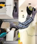 MicroFoam Nitrile Coated Work Gloves, 6 Pairs, Seamless Knit Nylon, Gray, Size 10/XL shown in use with tools for grip and dexterity