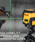 Green Beam Self Leveling Laser Level With 65 Ft Range Tripod Included Cross Line Projection for precise picture hanging.