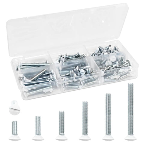 130 Pack White Outlet Screws Set For Wall Plates And Switch Plates With 6-32 Thread Includes Long Screws In Various Sizes