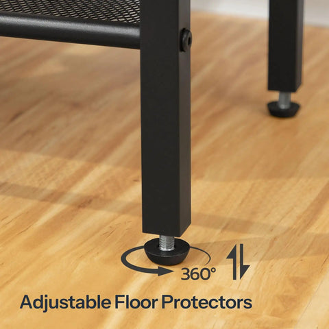 Space Saver Side Table With Built In Charging Station And USB Type C Port 3 Tier Nightstand leg with adjustable floor protectors