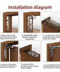 Installation diagram for 3D Adjustable Concealed Hinge For Heavy Wooden Doors With Hidden Door Hardware Height Side And Compression Adjustment