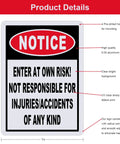 2 Pack Straight Up Enter At Your Own Risk Warning Sign 10 By 7 Inch Legit Tough Aluminum Outdoor Plate featuring visible safety warnings.