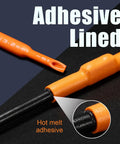 All In One Heat Shrink Tubing Kit With 3 To 1 Shrink Ratio, Adhesive Lined, Orange, demonstrating adhesive sealing on wiring.