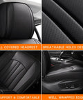 Four angles of All In One Waterproof Leather Car Seat Cover Set With Nappa Finish Includes Two Front And Three Back Covers Universal Fit