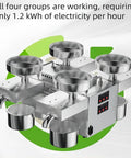2400W Automatic Electric Oil Press Machine Hot Cold Extraction For Walnuts Peanuts Sesame Sunflower Seeds Soybeans with four stainless steel output funnels.