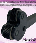 Diamond Pattern Knurling Tool With Pivot Head, 1/2 Inch Square Shank For Lathe, Durable Tool Steel, Grippy Knurl Finish, 1.0 Mm Pitch