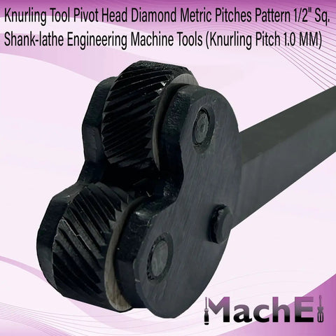 Diamond Pattern Knurling Tool With Pivot Head, 1/2 Inch Square Shank For Lathe, Durable Tool Steel, Grippy Knurl Finish, 1.0 Mm Pitch