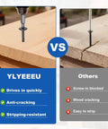 Comparison of a deck screws kit with 120 piece wood screws assortment in four sizes showing driving performance in wood.