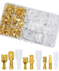 Check Out This Awesome 480 Piece Kit With Insulated Male Female Spade Connectors In 2.8 4.8 And 6.3mm Featuring Tin Plated Brass Terminals For Super High Conductivity And Low Voltage Drop Plus Nylon Sleeves That Keep Your Wiring Safe From Short. 480 pc spade connector kit with brass terminals and nylon sleeves
