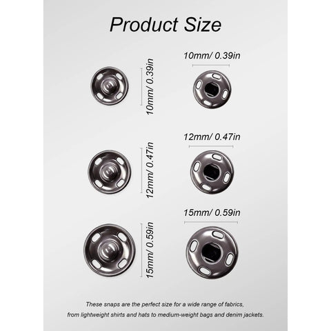 Dope Brass Snap Button Kit For Sewing 150 Sets With 450 Pieces 10mm 12mm 15mm Snaps In 5 Colors For DIY Fashion And Clothing Craft