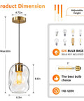 3 Pack Gold Pendant Lights For Kitchen Island Featuring 8.7 Inch Hand Blown Clear Art Glass Globes adjustable height with gold accents