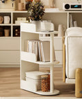 Space Saving Solid Wood Floor Book Shelf With Narrow Seam Design For Living Room Or Office, multi-layer storage next to sofa