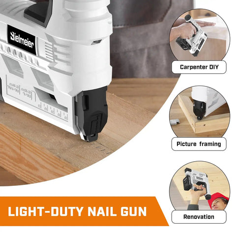 Hella Efficient Zero Cord Hassle 20V Cordless Brad Nailer And 18 Gauge Stapler Two In One Power Tool Kit Including Battery And Nails For Rock Solid Carpentry And Upholstery Restoration Work