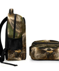 Rock Snack Raccoon Print Backpack Unisex Large Capacity Daypack with side mesh pocket and raccoon design on polyester