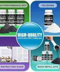 High-quality supplies for tumbling and polishing featuring grit kits and instruction guide.