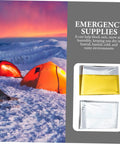 Go-To 6-Piece Survival Emergency Blanket Set With Gold And Silver Reflective Foil in snowy mountain campsite