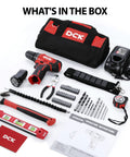 Brushless Cordless Drill Kit With 12V Max Power, 310 In Lbs Torque, tools and accessories laid out with carrying case