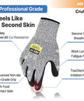 Level 5 Cut Resistant Gloves With 3D Comfort Stretch Fit And Top Notch Grip For Pro Jobs, ANSI A5 Protection, Non Slip Grip