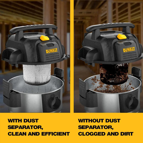 Comparison of shop vac with and without 10 Gallon Stainless Steel Dust Separator With Cyclone Dust Collector 99 Percent Efficiency