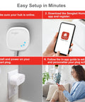 Smart Plug That Works With Alexa And Google Assistant For Easy Home Automation, showing setup steps with smartphone app and plug installation.