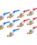 Pack Of 10 Half Inch Pex Brass Full Port Shut Off Ball Valve For Hot And Cold Water With Red And Blue Handles