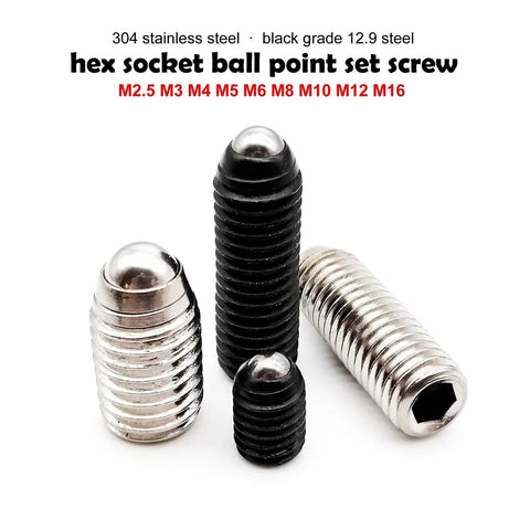 Badass Hex Socket Spring Ball Plunger Set Screw Kit with M2.5 to M16 sizes in stainless and carbon steel for mounting.