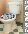Toilet Seat Round Resin for Bathroom with floral design, fitting standard toilet sizes, showcasing strong bearing and quiet closing features.