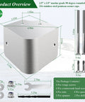 3.5 x 3.5 marine grade 90 degree rounded angle 316 stainless steel pontoon corner caps with package contents and dimensions