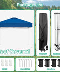 Blue 10x10Ft Pop Up Canopy Tent With Easy Setup Portable Outdoor Gazebo Shelter Sun Shade With Wheeled Carry Bag Sandbags shown in parts