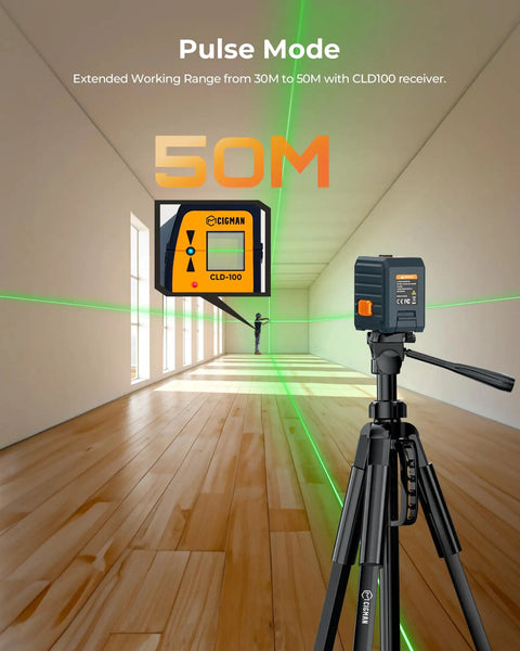 100 Foot Green Line Laser Level With Magnetic Bracket Self Leveling And Pulse Modes for Picture Hanging DIY Projects in a Room