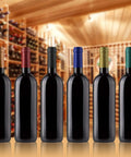 Top Shelf Setup Featuring 120 Natural Wine Bottle Corks Paired With 120 Heat Shrink Capsule Seals in a wine cellar.