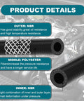 Cross-section of 5/16 Inch ID Fuel Line Hose, Ten Foot Long, 302 PSI Push Lock NBR Rubber Fuel Hose with material details.