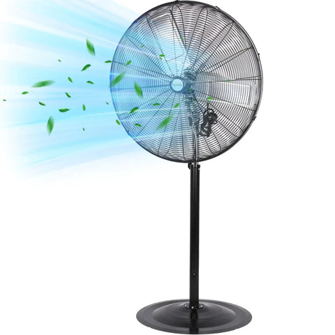 30 Inch High Velocity Industrial Pedestal Fan With 8900 CFM Beast Mode Power, 3 Speed Heavy Duty Oscillating Stand