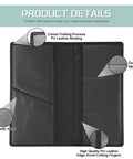 Open black PU leather car registration and insurance holder with magnetic closure showing compartments for docs and cards. Car Registration And Insurance Holder With Magnetic Closure For Docs Cards And License, Durable PU Leather Car Doc Organizer For Glove Box, Waterproof, Scratch Resistant, Black.