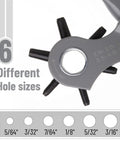 Leather Hole Punch Tool With Six Size Options For Belts Straps Watch Bands Dog Collars Saddles Shoes And Fabric Handy Pro Grade