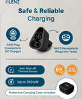 Ccs1 To Nacs Electric Vehicle Charging Adapter Compatible With Tesla And All Nacs Port Cars DC Fast Charge Connector 500 Volt UL Approved image showing CCS1 plug and NACS receptacle.