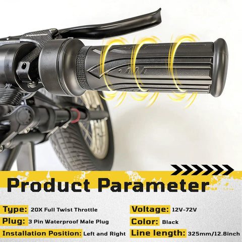 3 Pin XLR Male Full Twist Ebike Throttle Kit For 12V 72V Electric Bikes And Scooters, 7/8 Inch Handlebar Fit, Durable Throttle Grips For E-Bikes, Folding Mountain Bikes, Motos And More
