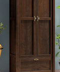 Golden Brass Antique Vintage Retro Drawer Cabinet Knobs With Backplates on wooden cabinet doors.