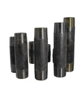 Pre Cut 1-1/4 Inch Black Coated Pipe Nipples Set Includes One Of Each Length From 2 To 6 Inches In 1/2 Inch Increments Ten Piece Assortment For Fast No Fuss Plumbing Projects, shown upright against white background, displaying different lengths and threaded ends.