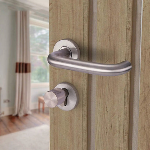 Beefy 304 Stainless Steel Door Handle Lock Set For Interior Doors With Sliding Doors And Bathroom Levers on wood door