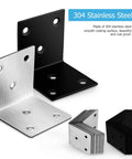 Heavy Duty Chrome Coated Iron Corner Brackets With Mounting Screws, 304 stainless steel, L-shaped design, ideal for various projects.