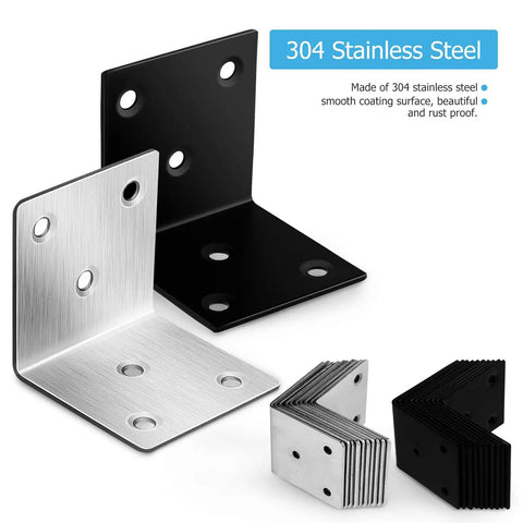 Heavy Duty Chrome Coated Iron Corner Brackets With Mounting Screws, 304 stainless steel, L-shaped design, ideal for various projects.