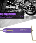 Stainless Steel Helicoil Thread Repair Kit Set For M4 X 2D Screws, close-up on thread insert tool with automotive background.