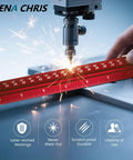 Tough As Nails 12 Inch Triangular Architectural Scale Ruler Made From Heavy Duty Aluminum in use with laser engraving.