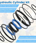 Beefed Up Hydraulic Log Splitter Cylinder Rebuild Seal Kit For 4.5 Inch Bore And 1.75 Inch Rod Cylinder Replacement Seals To Restore Power And Leverage On Your Wood Splitter Pack Of 11 showing seal components and features