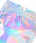 100 Pack Holographic Jewelry Bags With Clear Window Resealable Self Sealing Packaging For Jewelry Candy Snacks And Small Biz Gifts