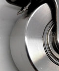 Close-up of Four Pack Industrial Plate Caster Wheels Heavy Duty Steel Castors Non Swivel With Rust Proof 304 Stainless Steel Housing