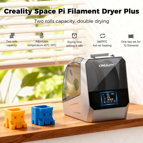 Space Pi Filament Dryer Plus For 3D Printers Dope Dual 1 Kg Capacity With Double 360 Degree Hot Air Drying 160W PTC Fast Heating