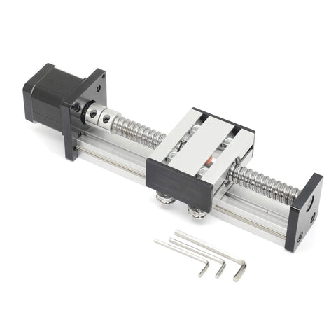 SFU1605 Linear Rail Guide Ballscrew with NEMA17 motor, 150mm stroke, includes Allen keys, for DIY CNC router X Y Z actuator kit.